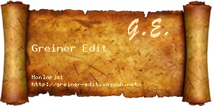 Greiner Edit névjegykártya